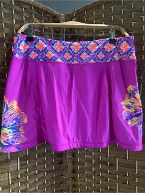 Lilly Pulitzer Luxletic Skort Sz L Pink Floral Athletic Golf Tennis Style 26746